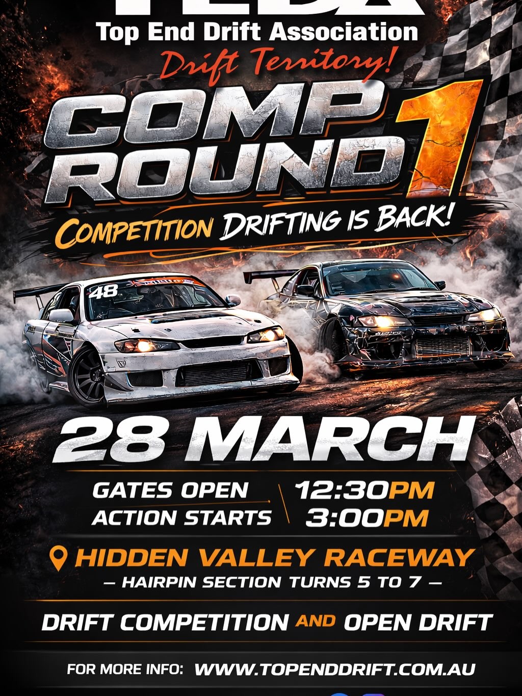 Comp Round 1 — JDM track day in Darwin, NT on Saturday 28 March 2026