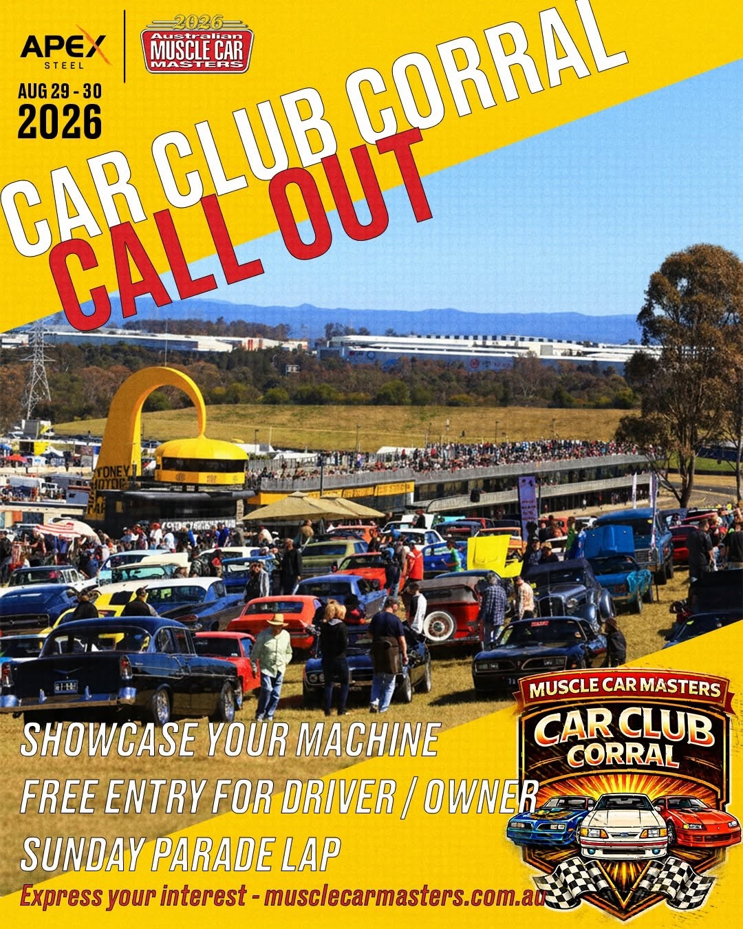 Australian Muscle Car Masters — Muscle/Classic spectator event in Sydney, NSW on Saturday 29 August 2026