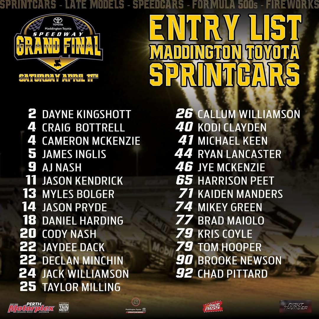 Maddington Toyota Speedway Grand Final — Muscle spectator event in Perth, WA on Saturday 11 April 2026