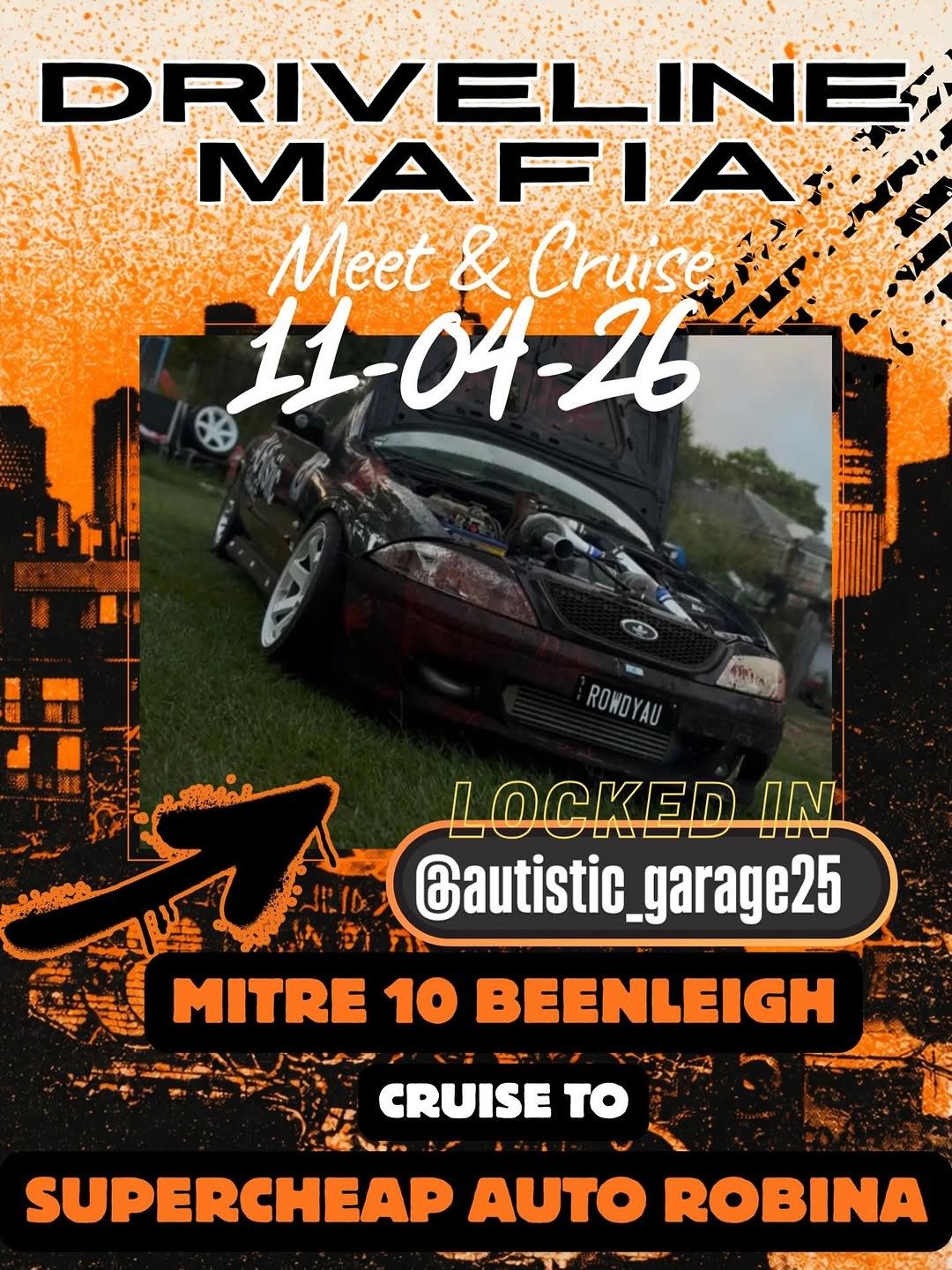 Driveline Mafia Meet & Cruise — JDM/Muscle car meet in Brisbane, QLD on Saturday 11 April 2026