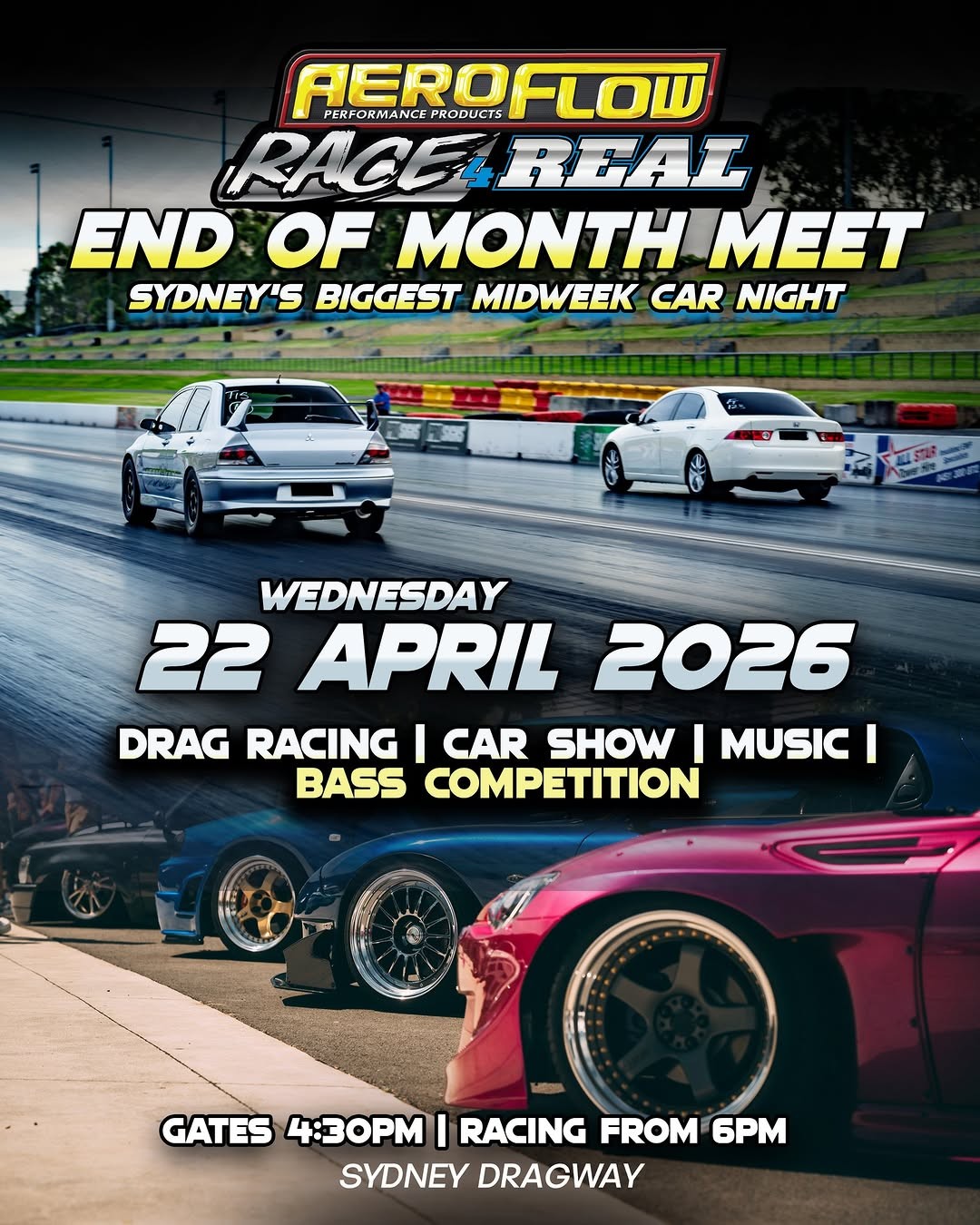Aeroflow Race 4 Real - End of Month Meet — JDM/Muscle track day in Sydney, NSW on Wednesday 22 April 2026