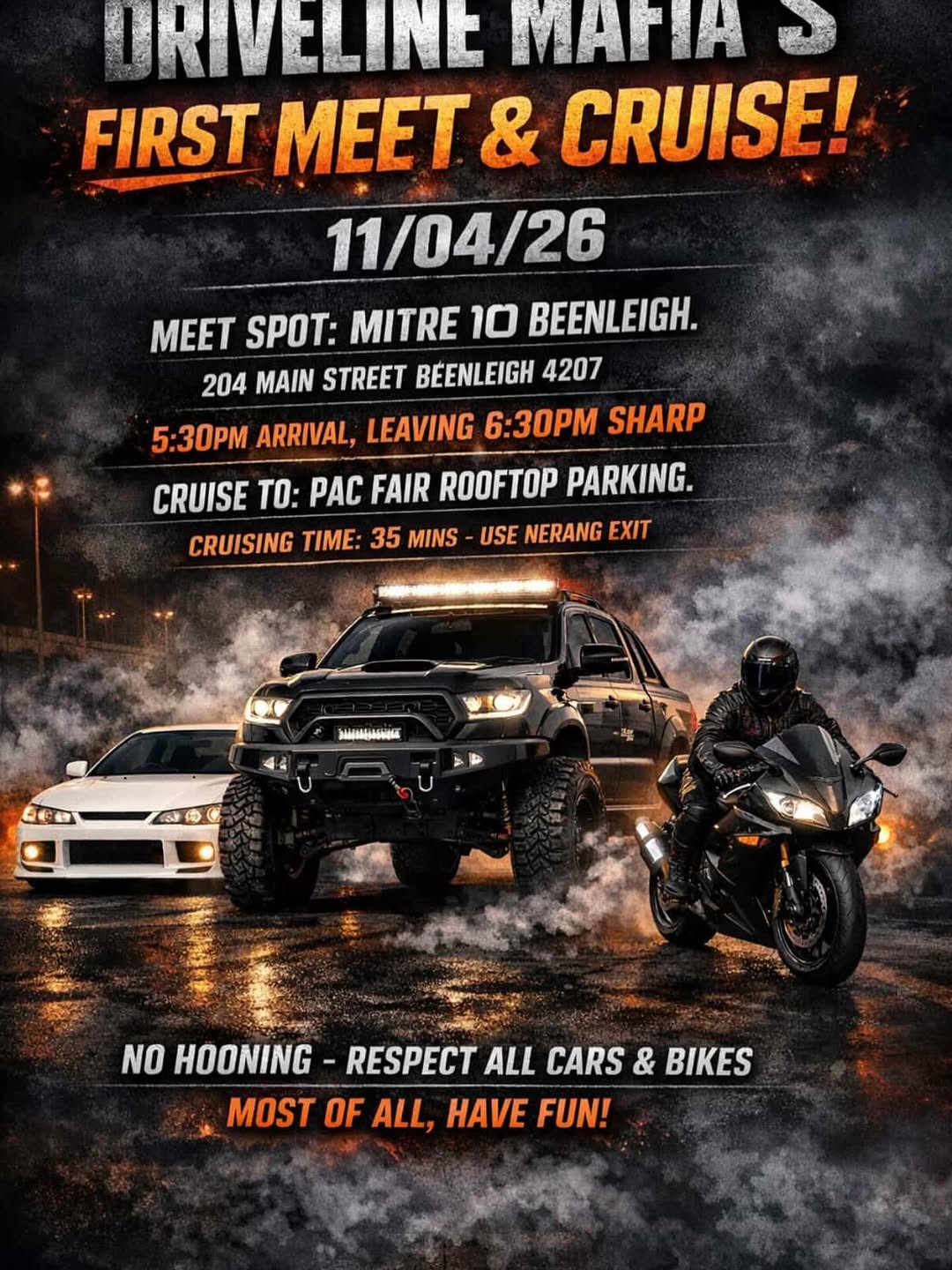 First Meet & Cruise — JDM car meet in Brisbane, QLD on Saturday 11 April 2026