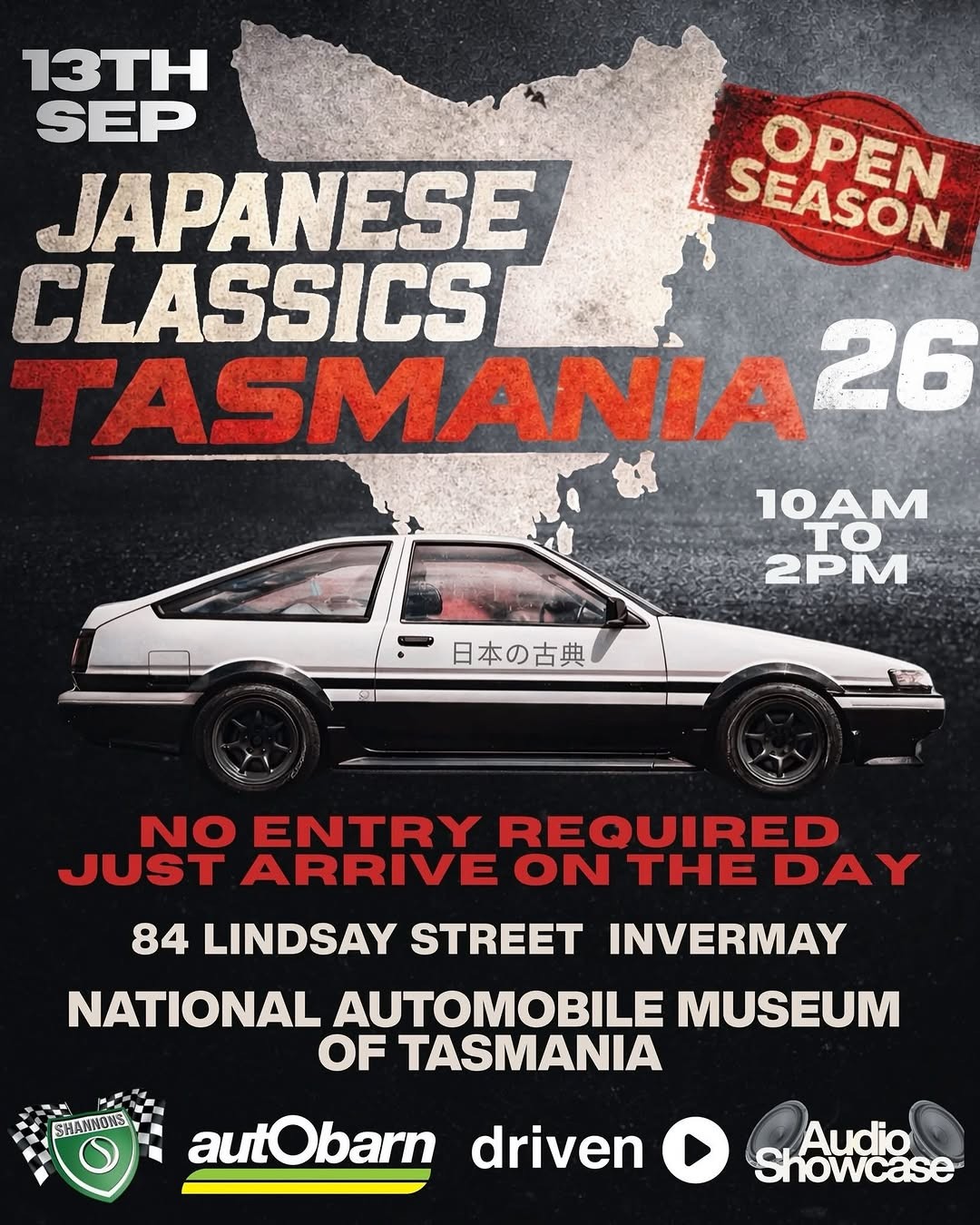 Japanese Classics Tasmania 26 Open Season flyer — TAS