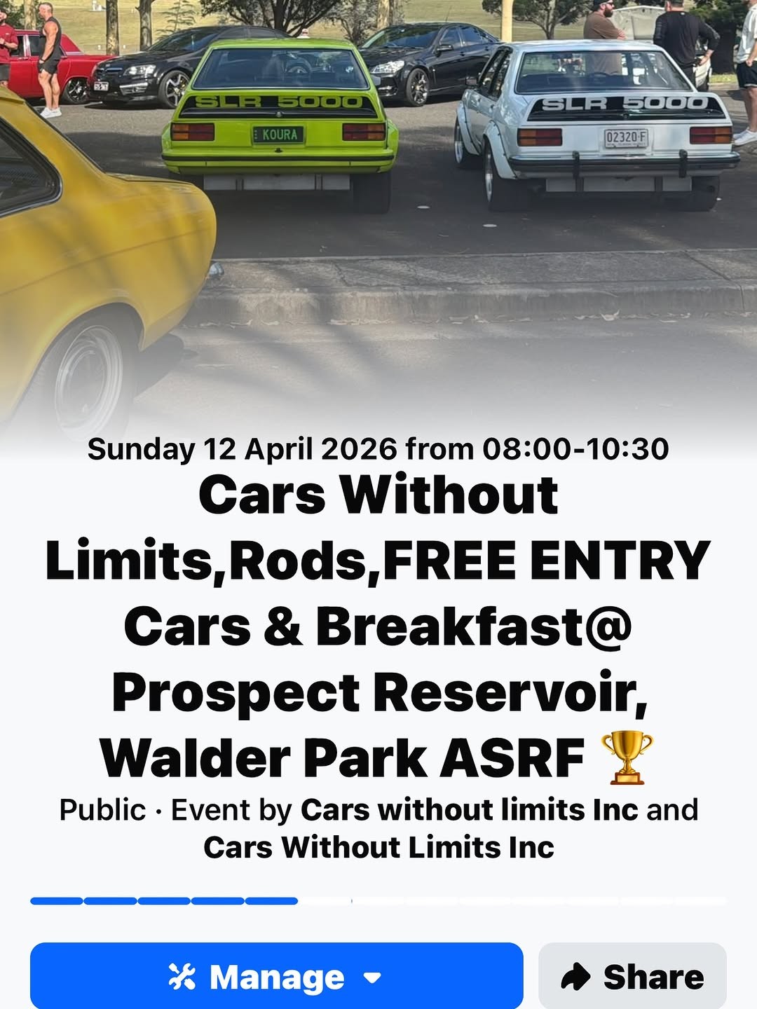 Cars Without Limits, Rods, Cars & Breakfast — Classic/Muscle car meet in Sydney, NSW on Sunday 12 April 2026