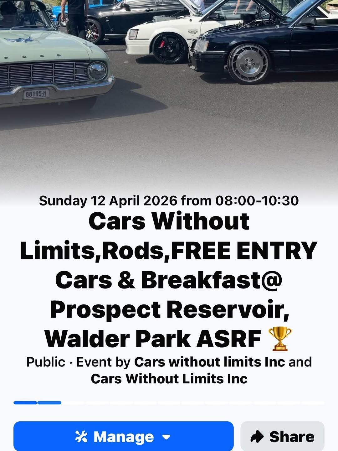 Cars Without Limits, Rods, Cars & Breakfast — Classic/Muscle car meet in Sydney, NSW on Sunday 12 April 2026