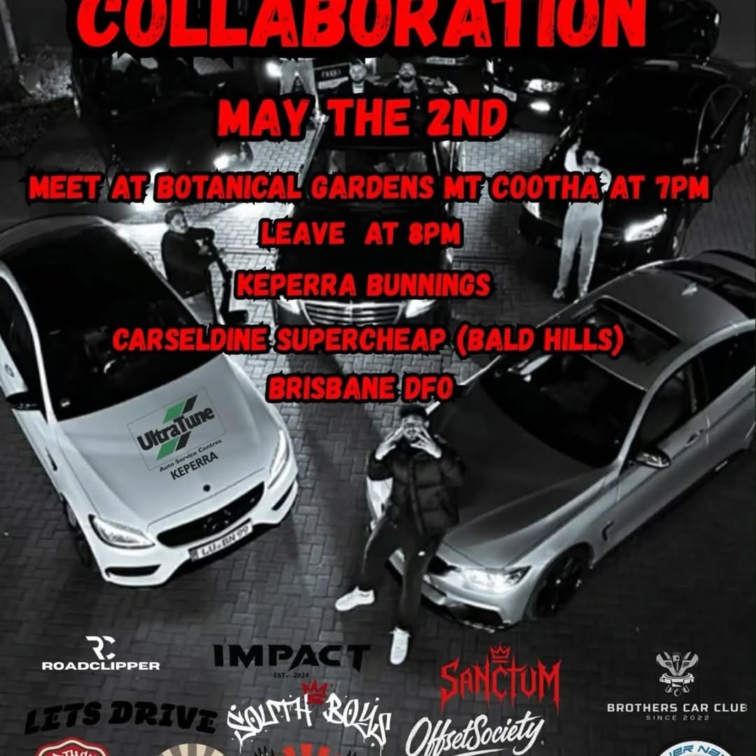 Collaboration — Muscle/Euro car meet in Brisbane, QLD on Saturday 2 May 2026
