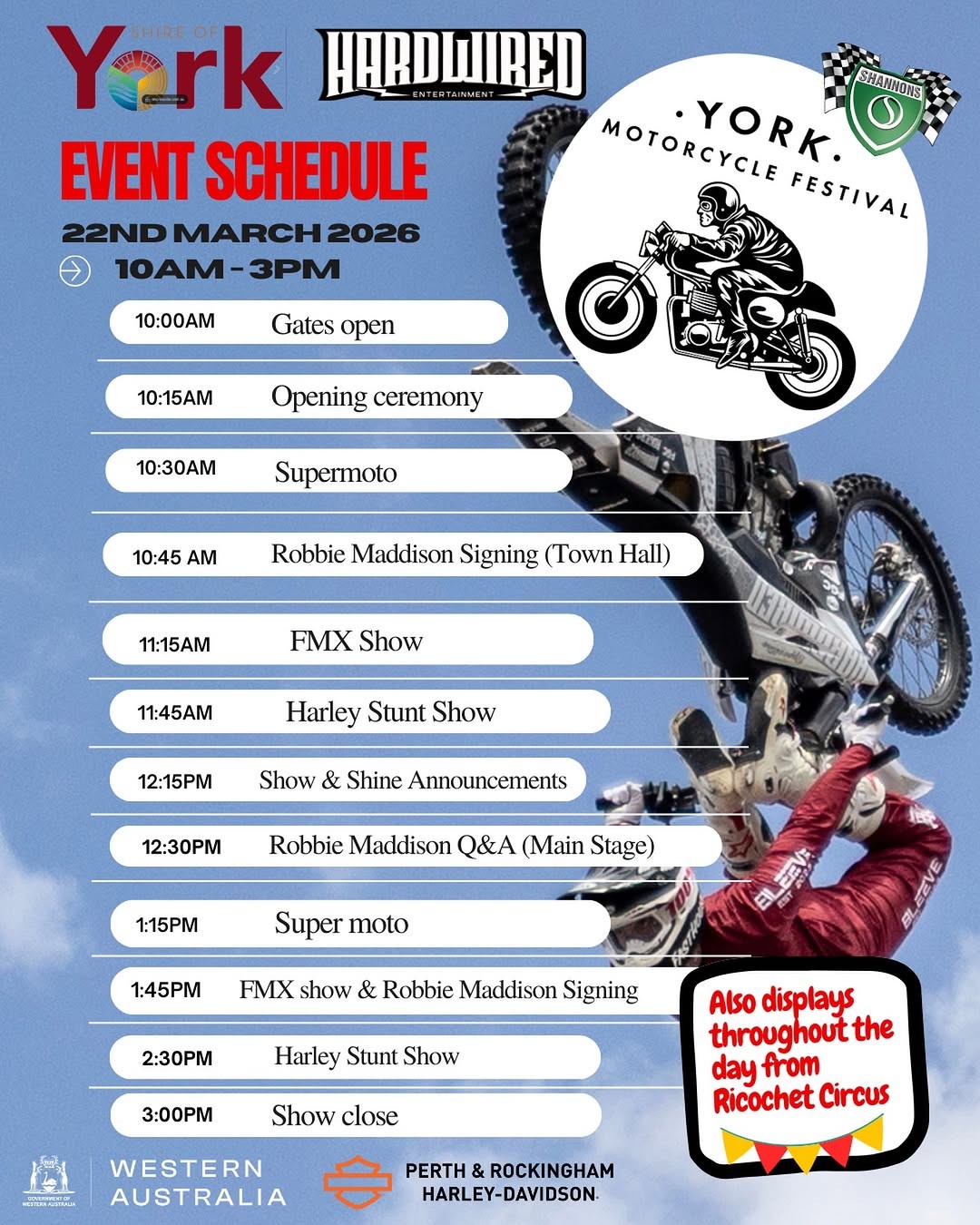 York Motorcycle Festival — Classic spectator event in Perth, WA on Sunday 22 March 2026