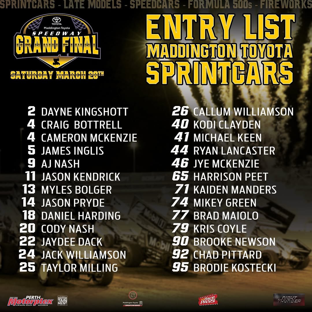 Maddington Toyota Speedway Grand Final — Muscle spectator event in Perth, WA on Saturday 28 March 2026