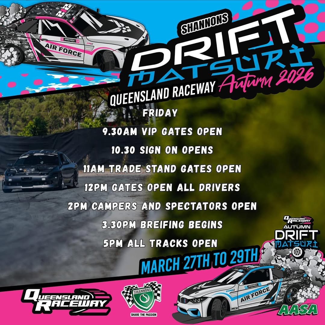 Shannons Drift Matsuri Autumn 2026 — JDM spectator event in Brisbane, QLD on Friday 27 March 2026