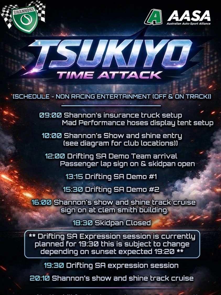 Tsukiyo Time Attack — JDM spectator event in Adelaide, SA on Saturday 28 March 2026