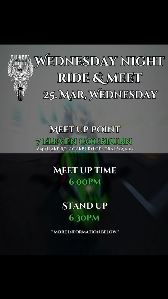 Wednesday Night Ride & Meet — car meet in Perth, WA on Wednesday 25 March 2026