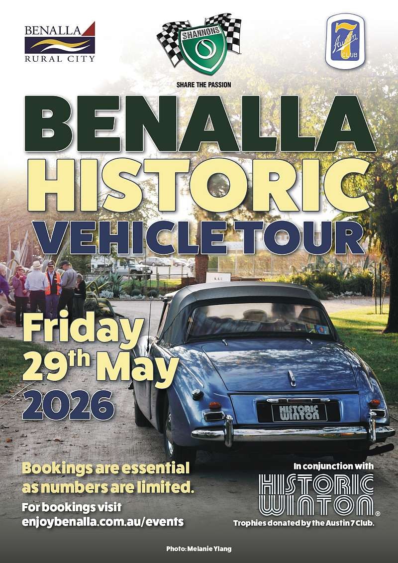 Benalla Historic Vehicle Tour — Classic car meet in Melbourne, VIC on Friday 29 May 2026