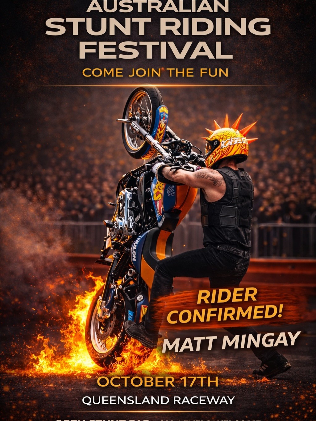Australian Stunt Riding Festival — spectator event in Brisbane, QLD on Saturday 17 October 2026