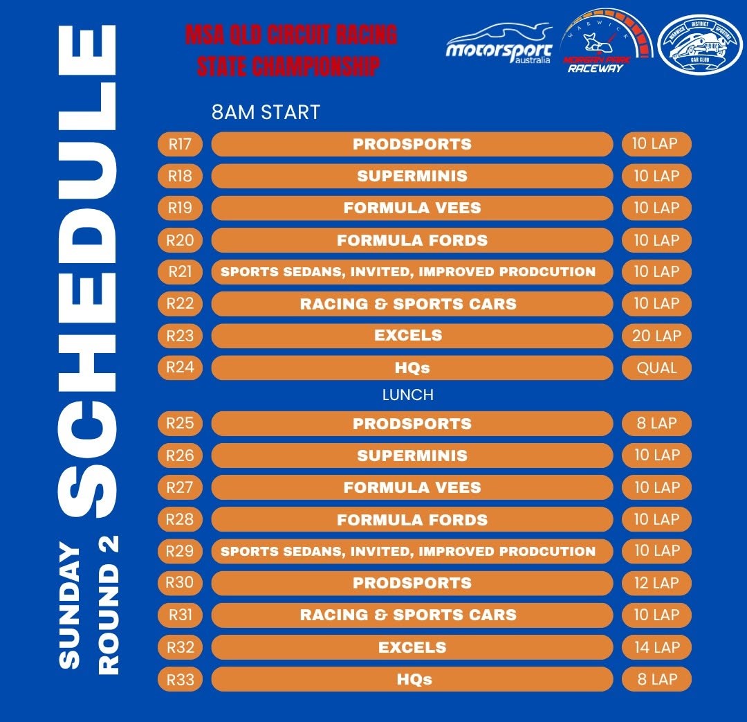 MSA QLD Circuit Racing State Championship - Round 2 — Muscle spectator event in Toowoomba, QLD on Sunday 29 March 2026