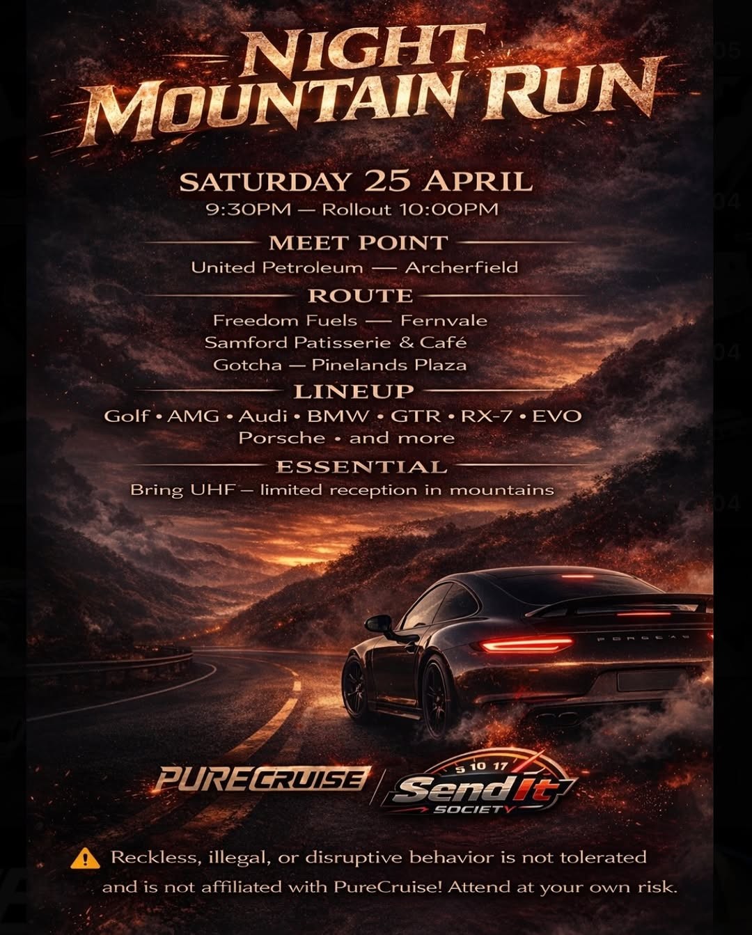 Night Mountain Run — Euro/JDM car meet in Brisbane, QLD on Saturday 25 April 2026