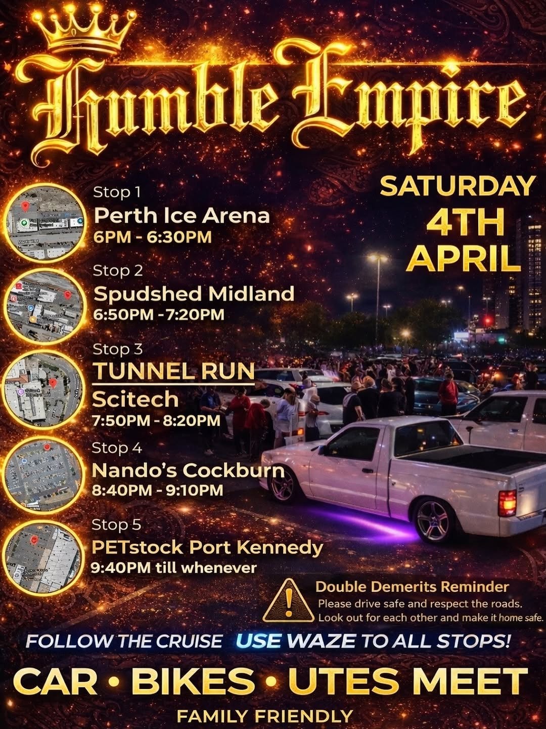 Humble Empire Cruise — car meet in Perth, WA on Saturday 4 April 2026