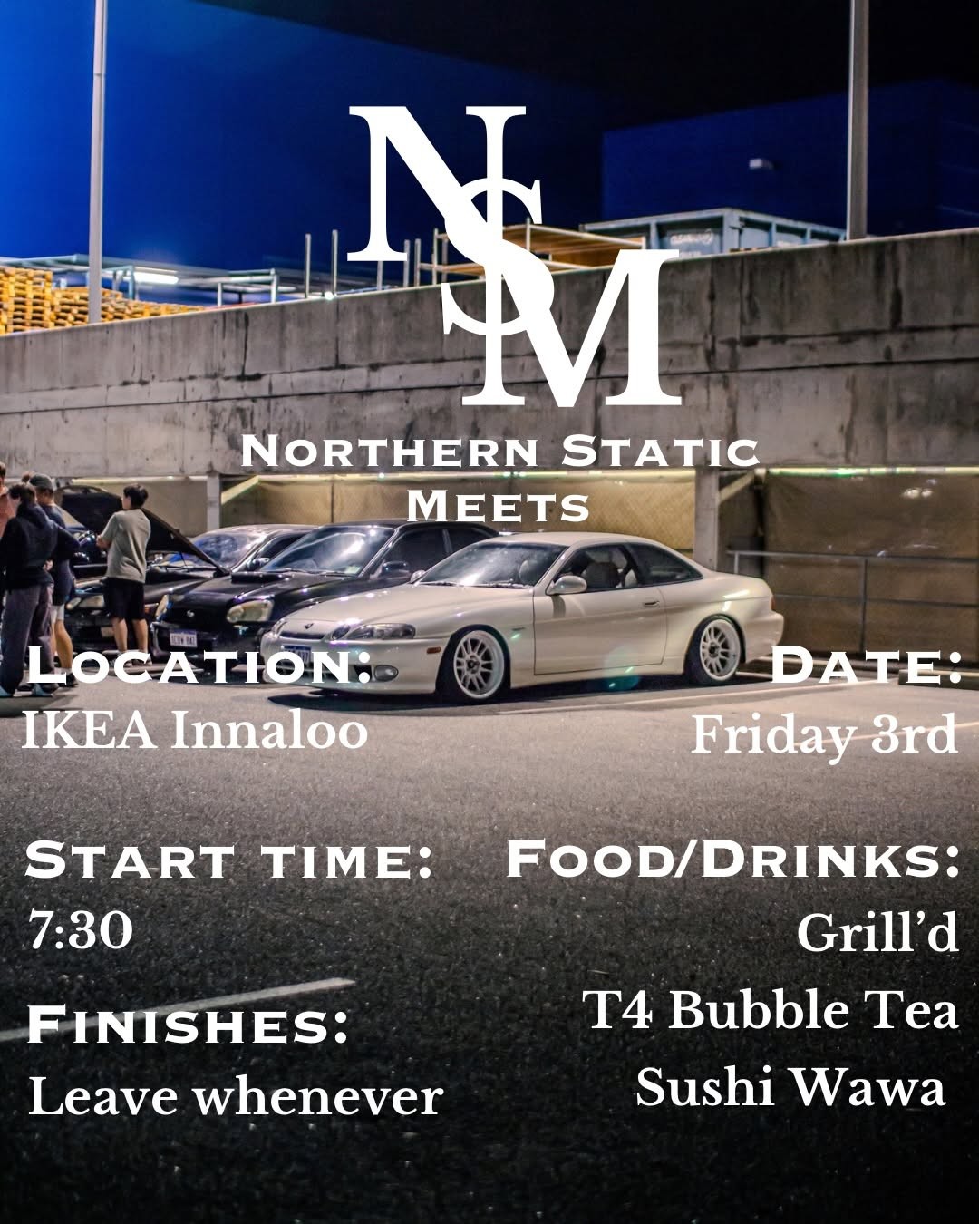 Northern Static Meets — Stance car meet in Perth, WA on Friday 3 April 2026