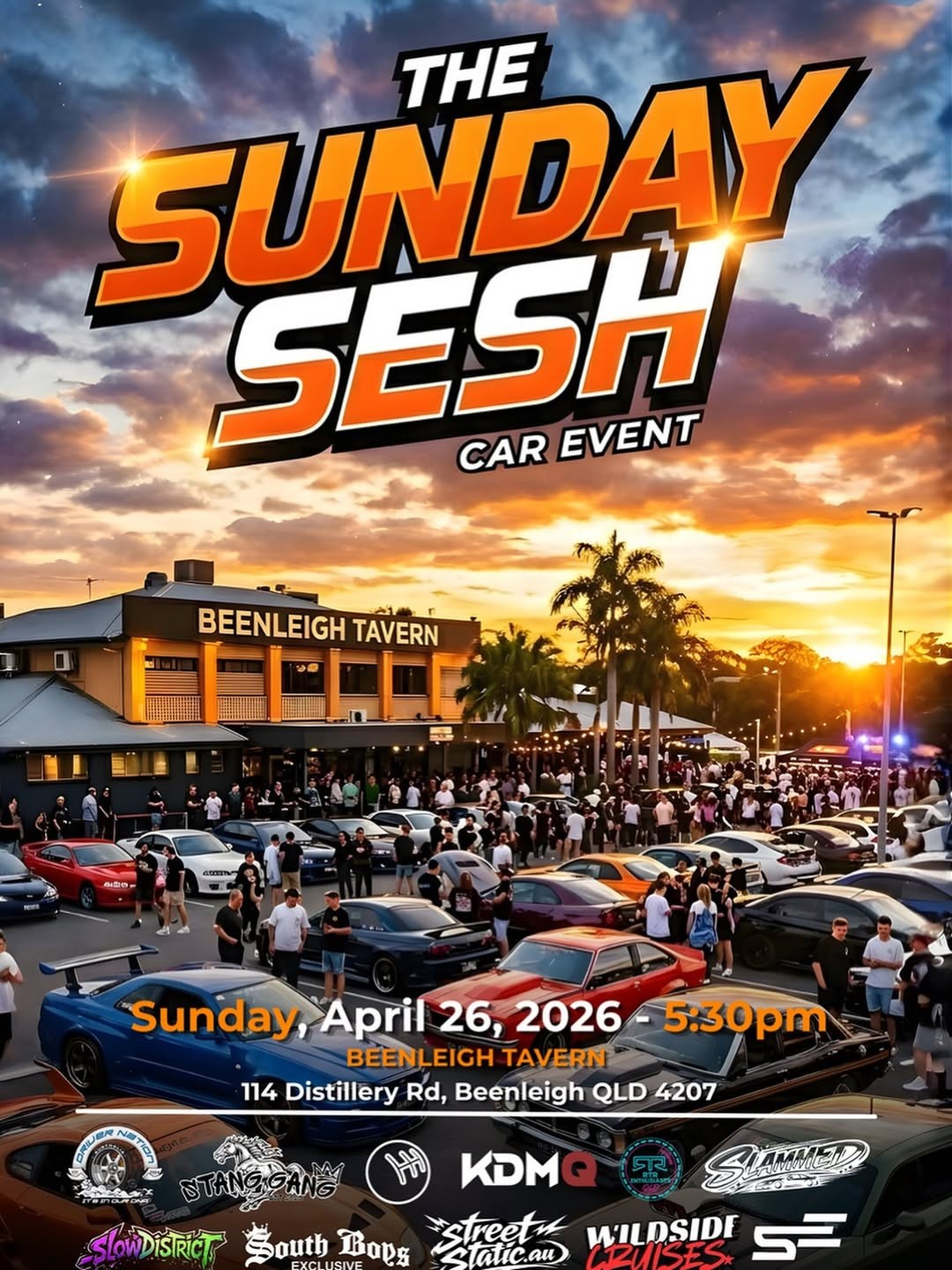 The Sunday Sesh Car Event — Stance/Muscle car meet in Brisbane, QLD on Sunday 26 April 2026
