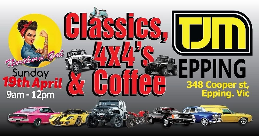 Classics, 4x4's & Coffee — 4x4/Classic car meet in Melbourne, VIC on Sunday 19 April 2026