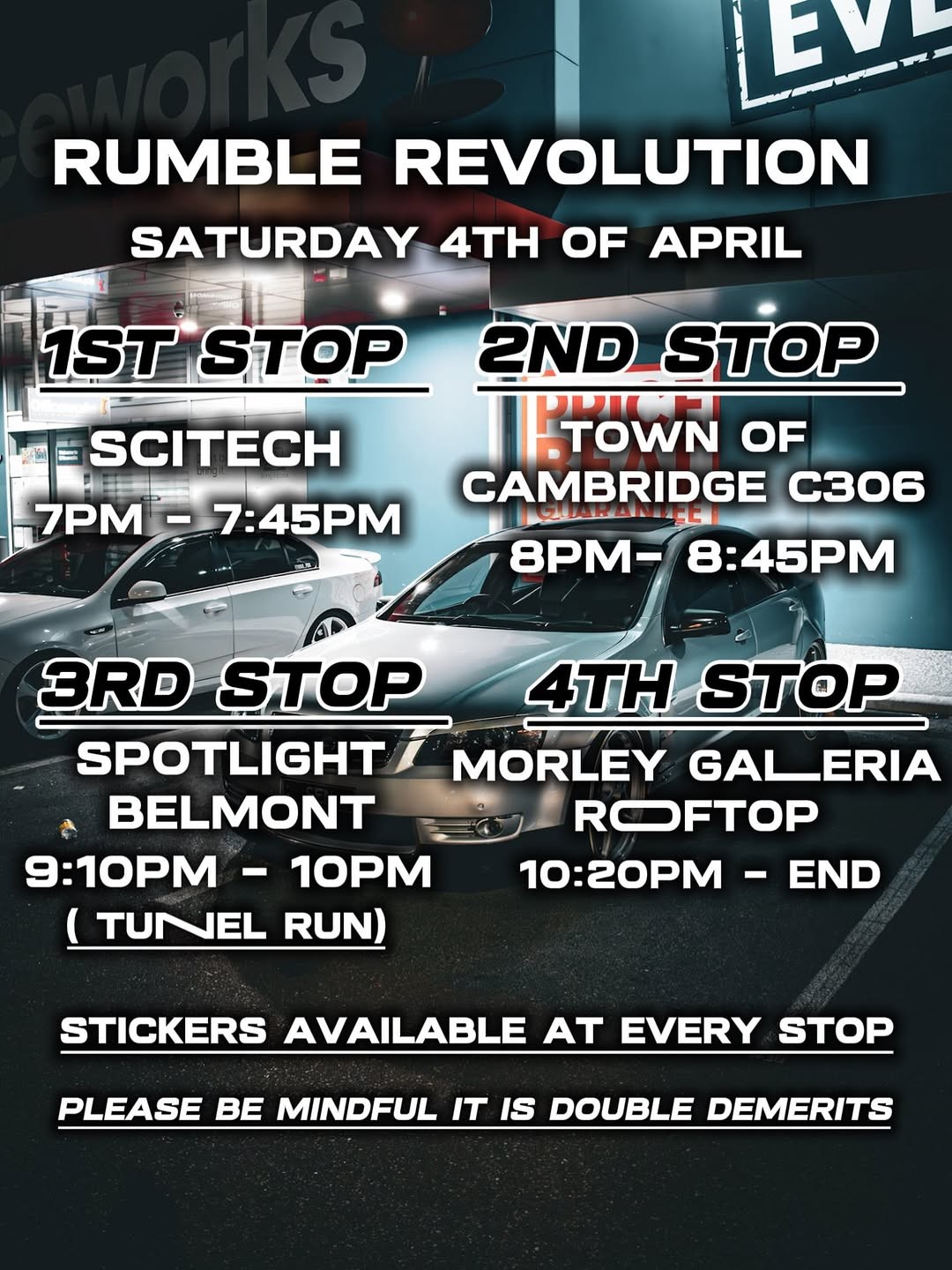 Rumble Revolution — JDM car meet in Perth, WA on Saturday 4 April 2026