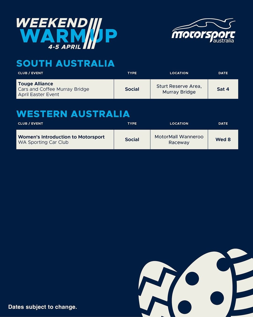 Cars and Coffee Murray Bridge April Easter Event — JDM car meet in Adelaide, SA on Saturday 4 April 2026
