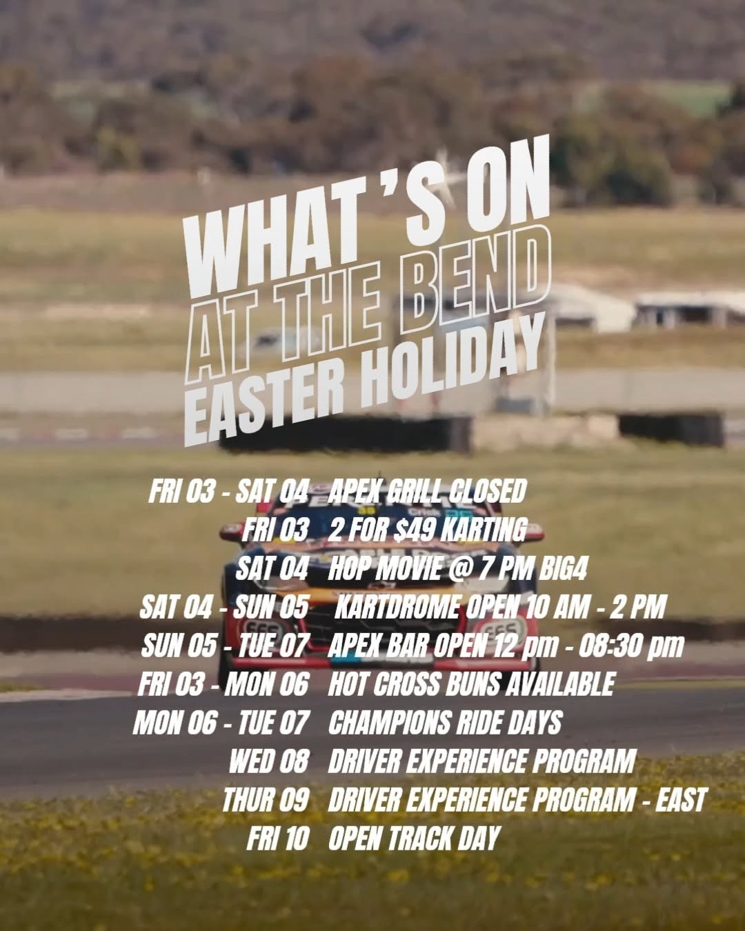 Open Track Day — Euro/Muscle track day in Adelaide, SA on Friday 10 April 2026