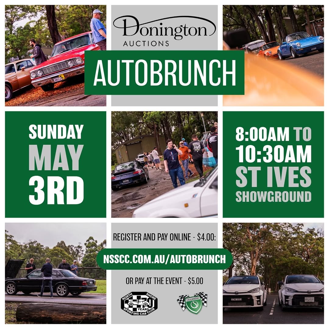 Donington Auctions AutoBrunch — Classic/Euro car meet in Sydney, NSW on Sunday 3 May 2026