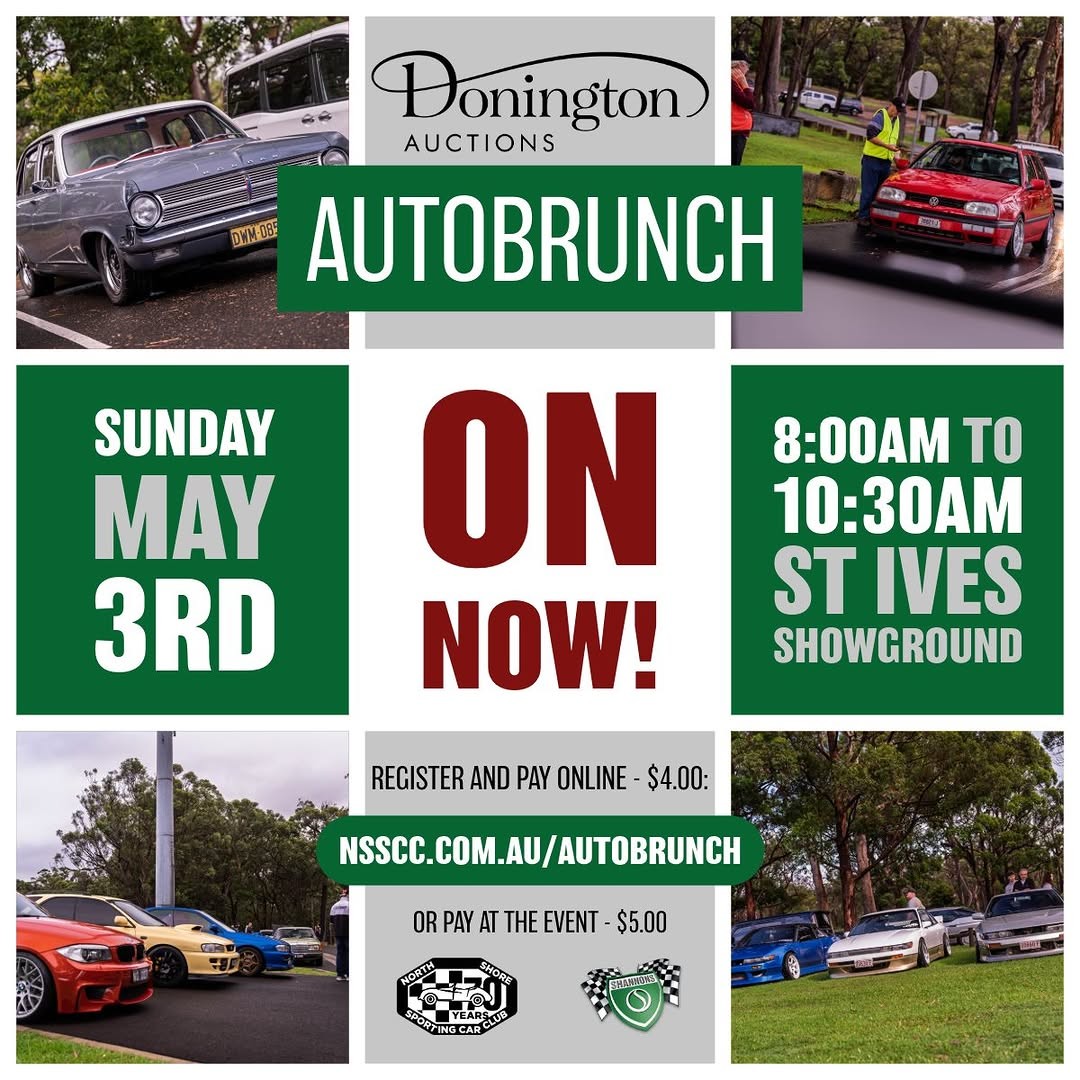 Donington Auctions AutoBrunch — Classic/Euro car meet in Sydney, NSW on Sunday 3 May 2026