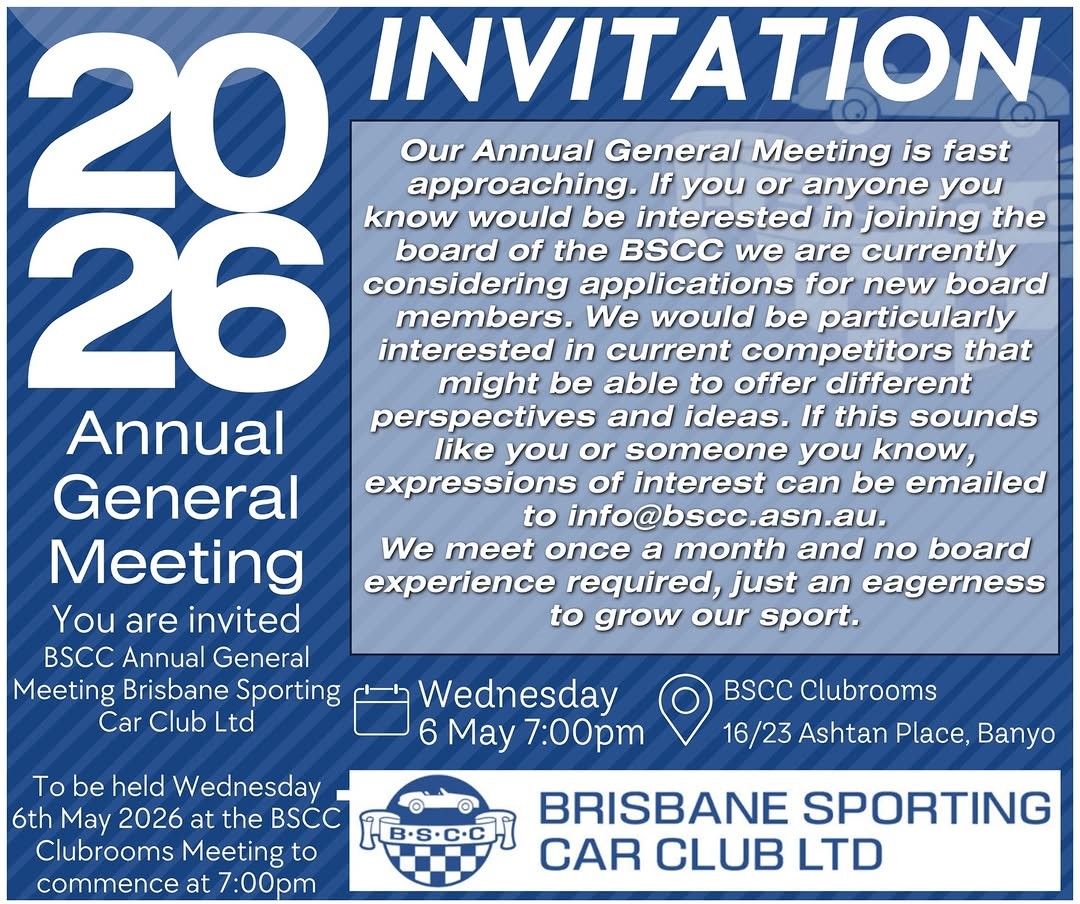 2026 Annual General Meeting — car meet in Brisbane, QLD on Wednesday 6 May 2026
