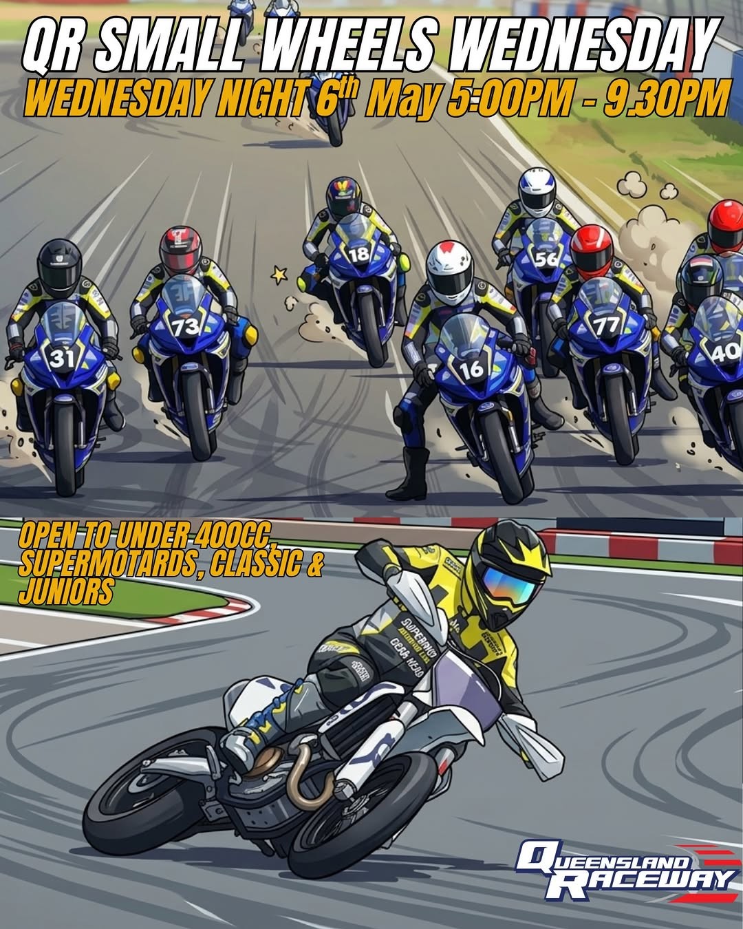 QR Small Wheels Wednesday — Classic track day in Brisbane, QLD on Wednesday 6 May 2026