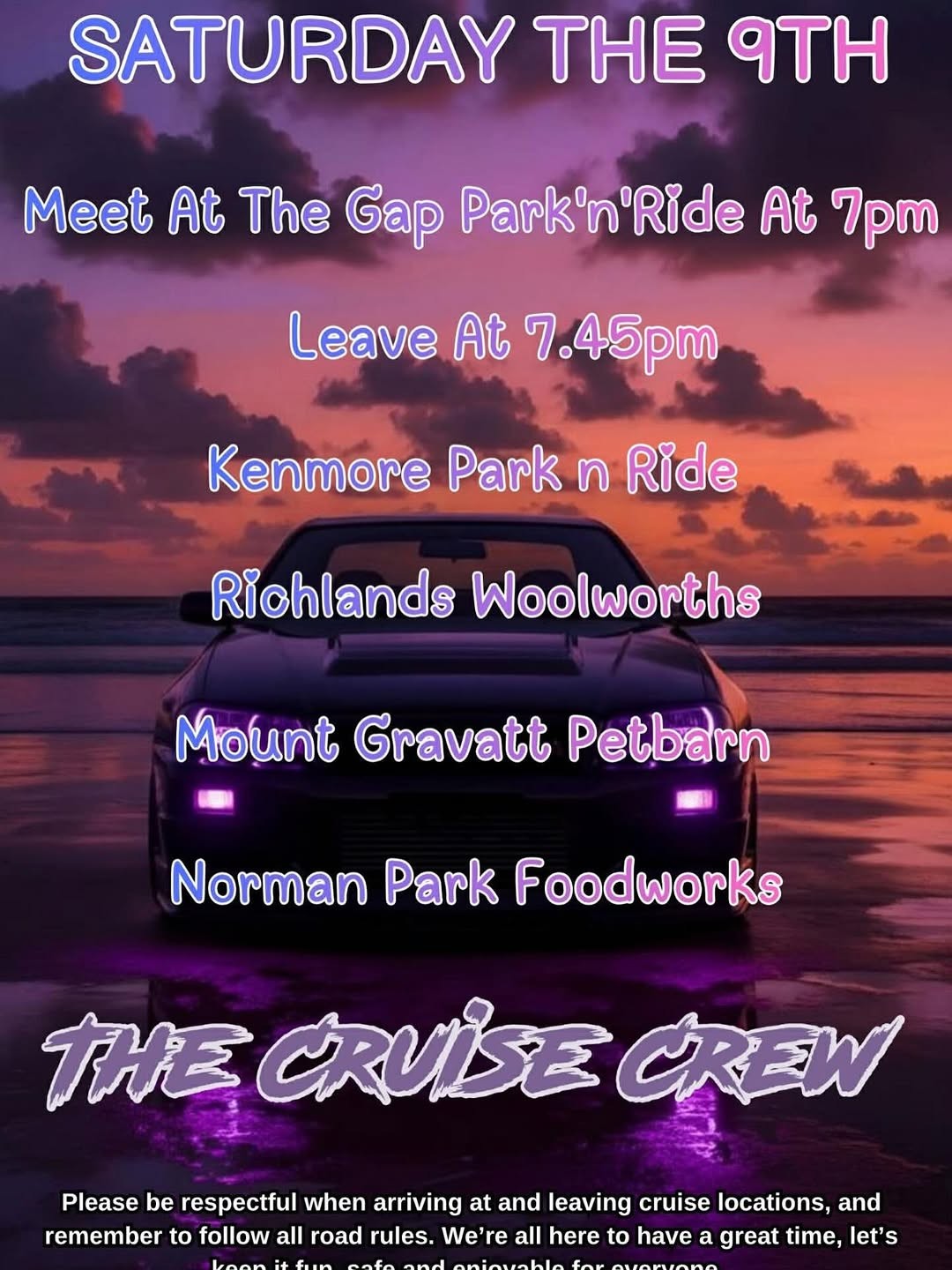 Southside Cruise — JDM car meet in Brisbane, QLD on Saturday 9 May 2026