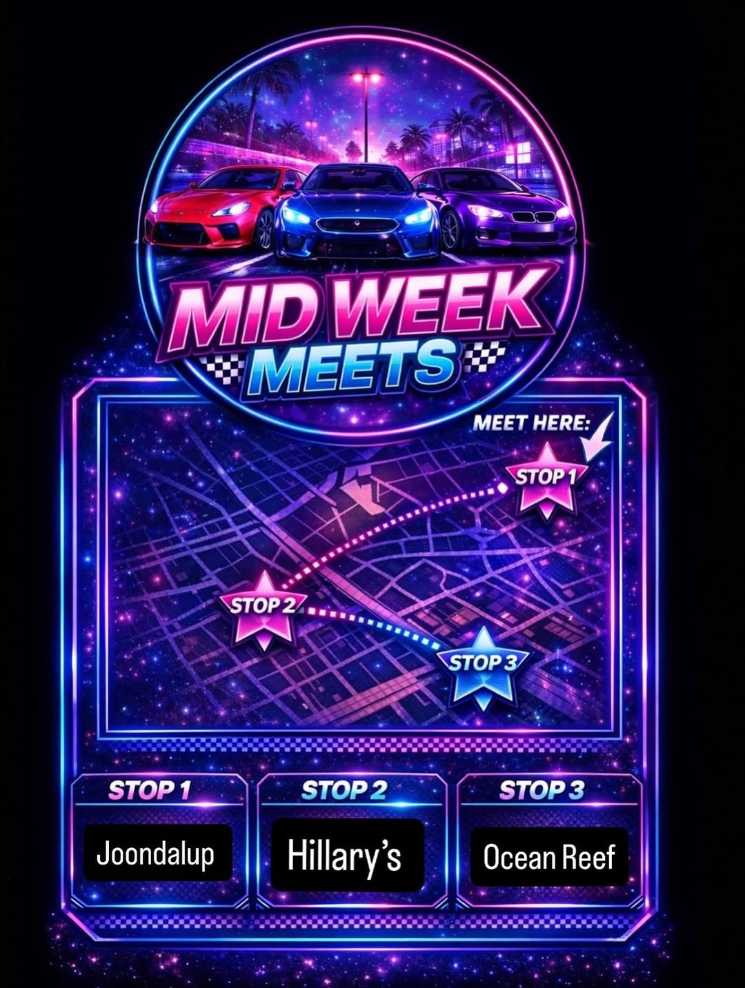 Mid Week Meets — JDM/Euro car meet in Perth, WA on Wednesday 6 May 2026