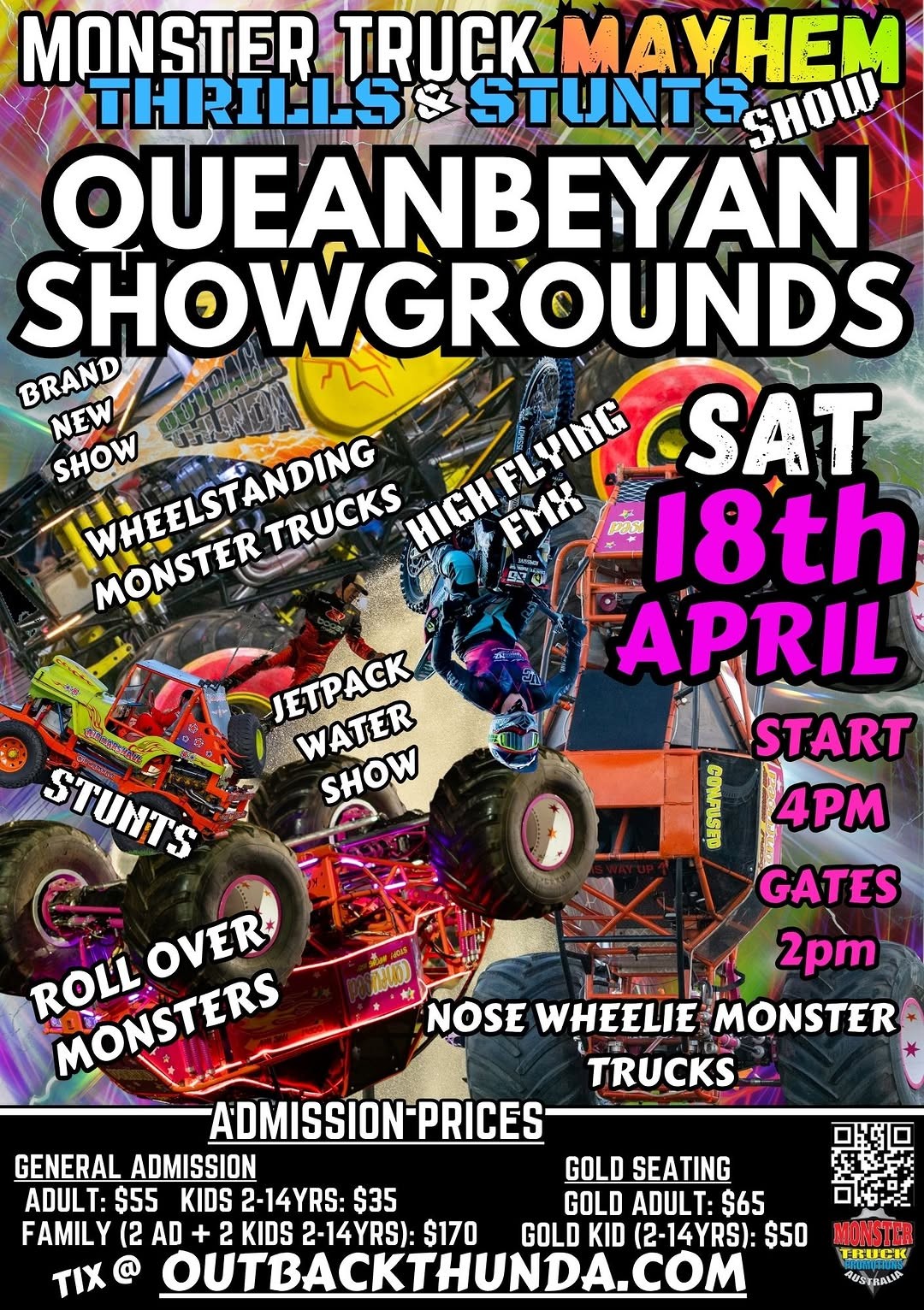Monster Truck Mayhem Thrills & Stunts Show — spectator event in Sydney, NSW on Saturday 18 April 2026