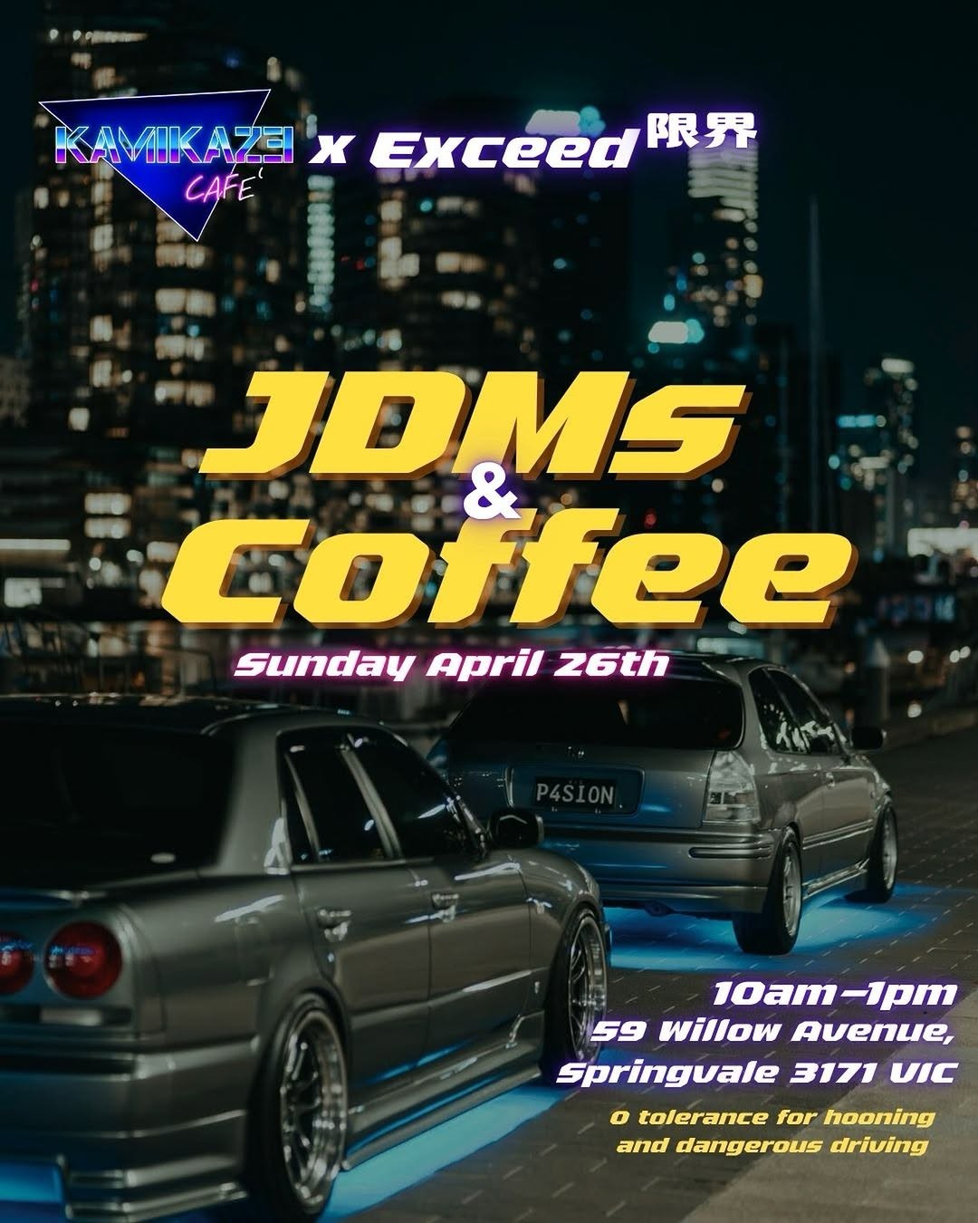 JDMS & Coffee — JDM car meet in Melbourne, VIC on Sunday 26 April 2026