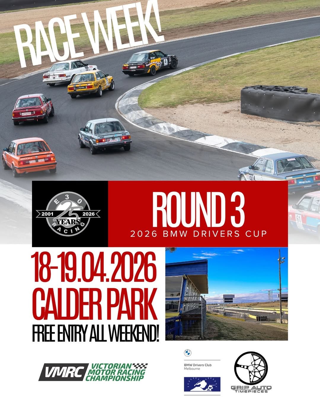 Round 3 - 2026 BMW Drivers Cup — Euro/Classic spectator event in Melbourne, VIC on Saturday 18 April 2026