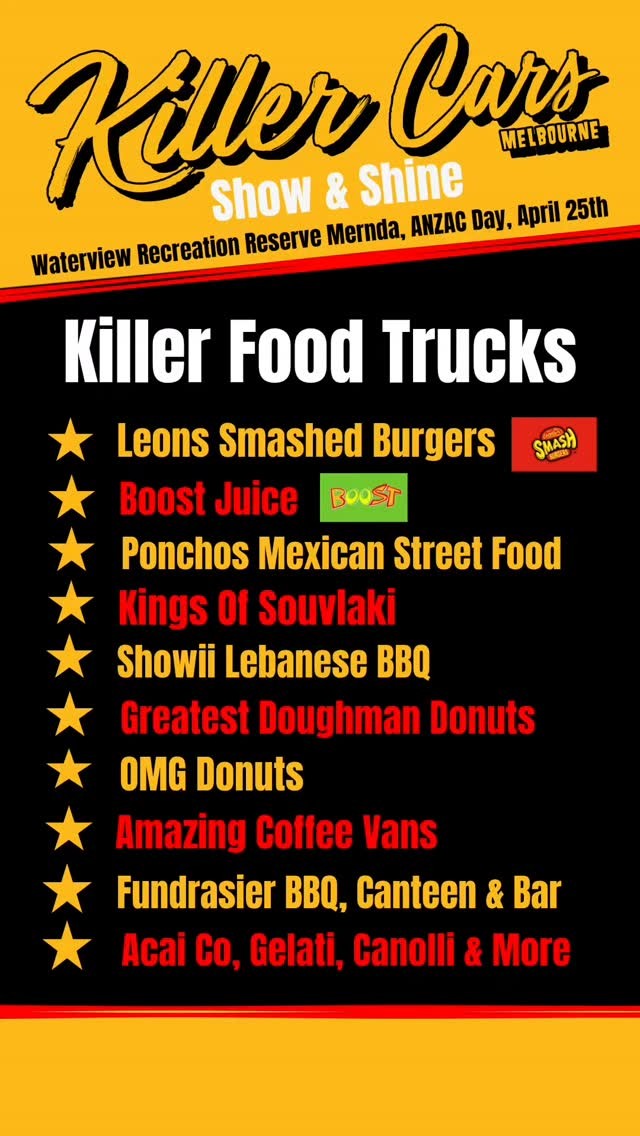 Killer Cars Show & Shine — car meet in Melbourne, VIC on Saturday 25 April 2026