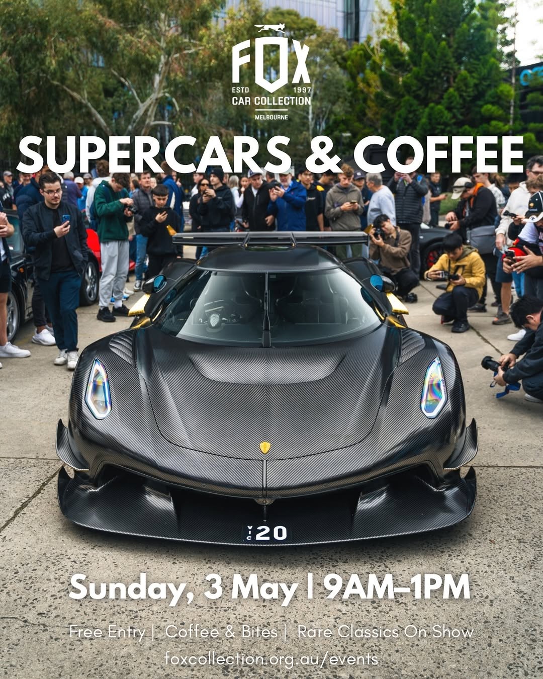 Supercars & Coffee — Classic/Exotic car meet in Melbourne, VIC on Sunday 3 May 2026