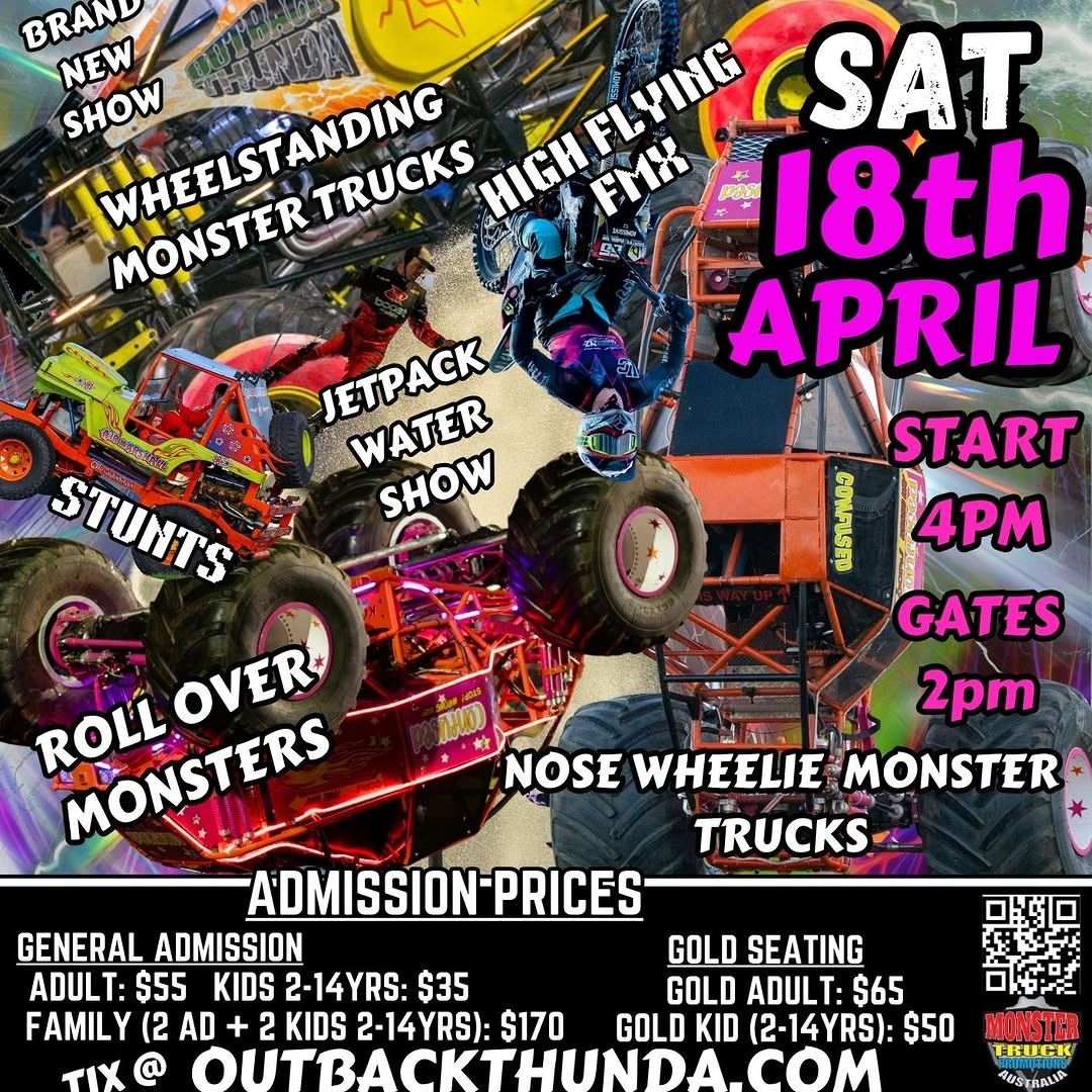 Monster Truck Mayhem — spectator event in Sydney, NSW on Saturday 18 April 2026