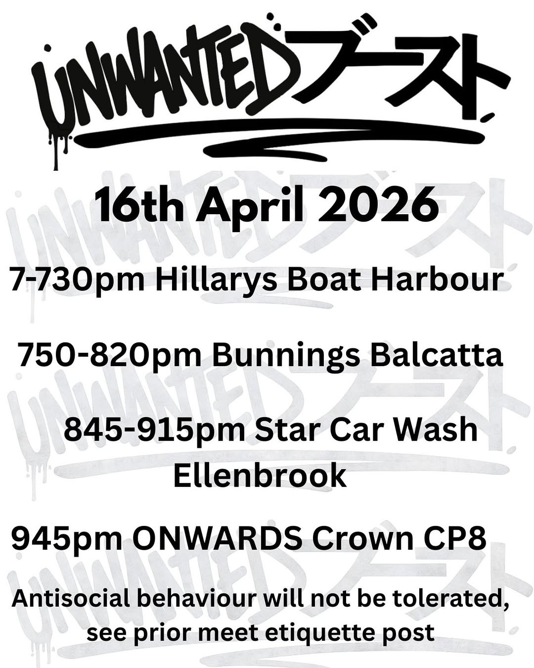 Northish Run — JDM car meet in Perth, WA on Thursday 16 April 2026