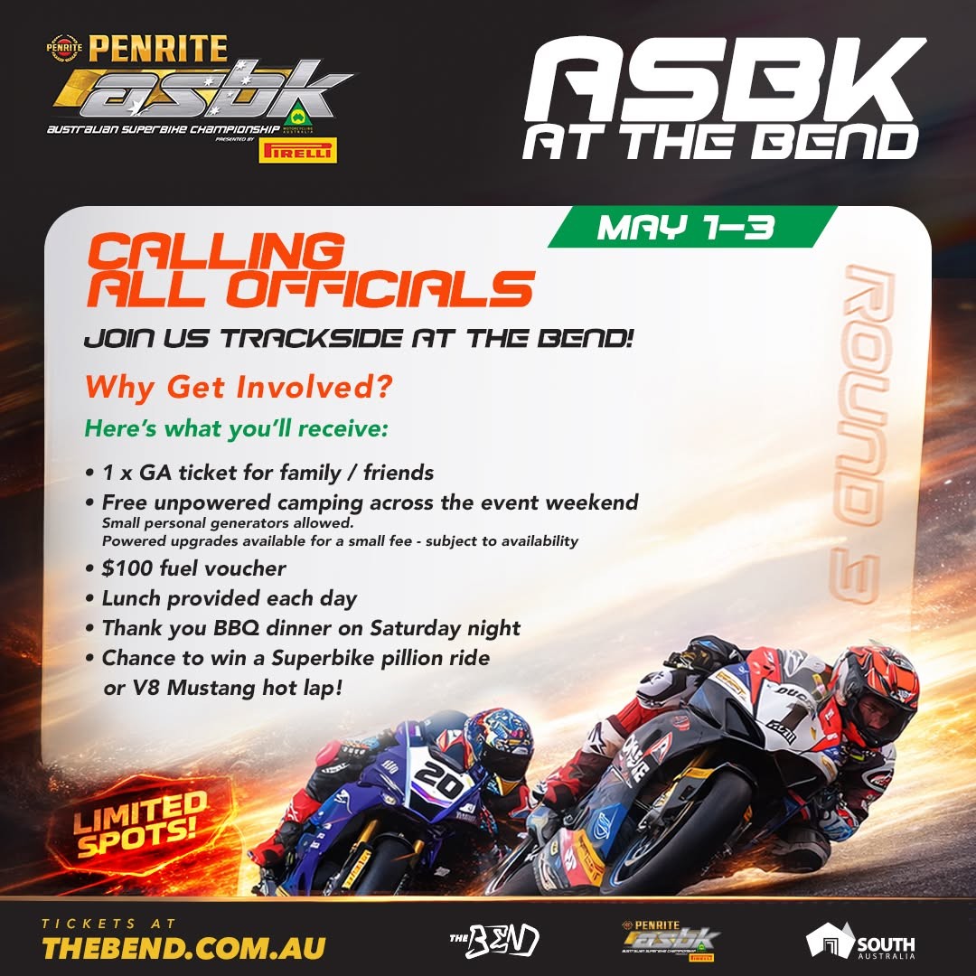 ASBK at The Bend — spectator event in Adelaide, SA on Friday 1 May 2026