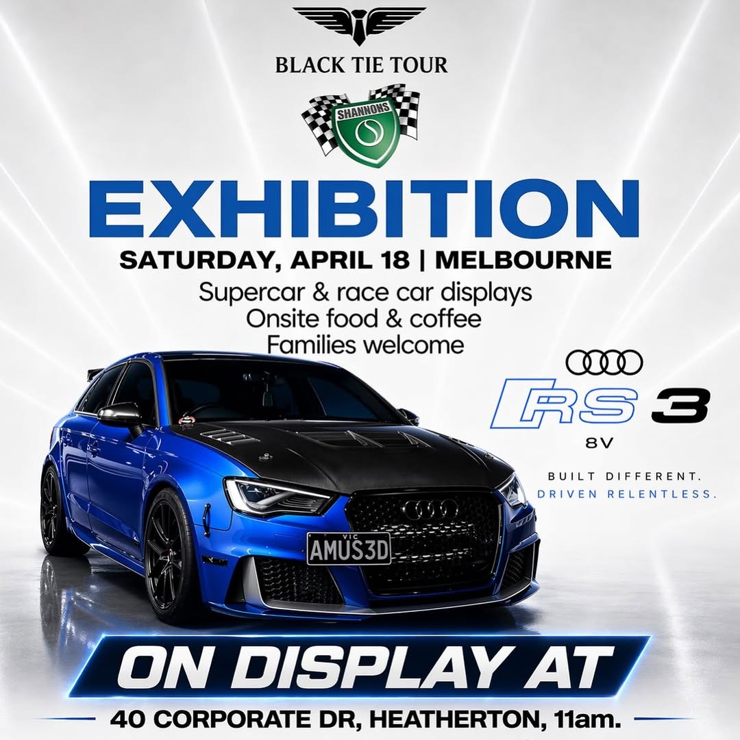 Black Tie Tour Exhibition — Euro/Exotic car meet in Melbourne, VIC on Saturday 18 April 2026