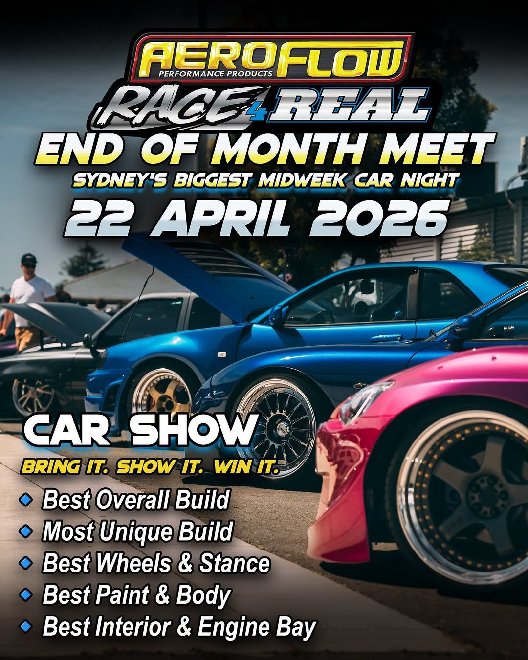 Aeroflow Race 4 Real End of Month Meet — Muscle car meet in Sydney, NSW on Wednesday 22 April 2026