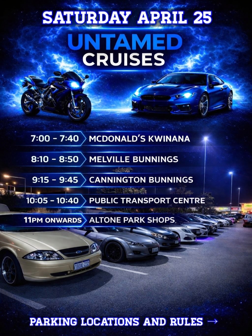 Untamed Cruises — Muscle car meet in Perth, WA on Saturday 25 April 2026