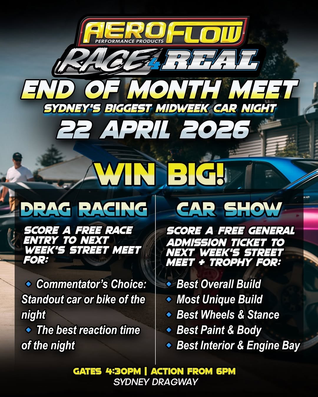 Aeroflow Race 4 Real End of Month Meet — Muscle track day in Sydney, NSW on Wednesday 22 April 2026