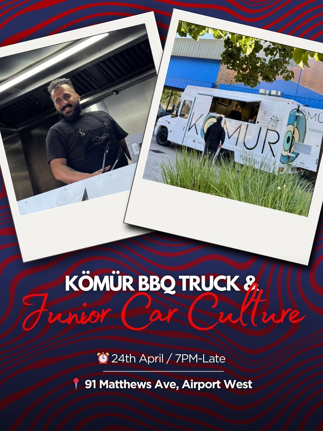 Kömür BBQ Truck & Junior Car Culture — Muscle car meet in Melbourne, VIC on Friday 24 April 2026