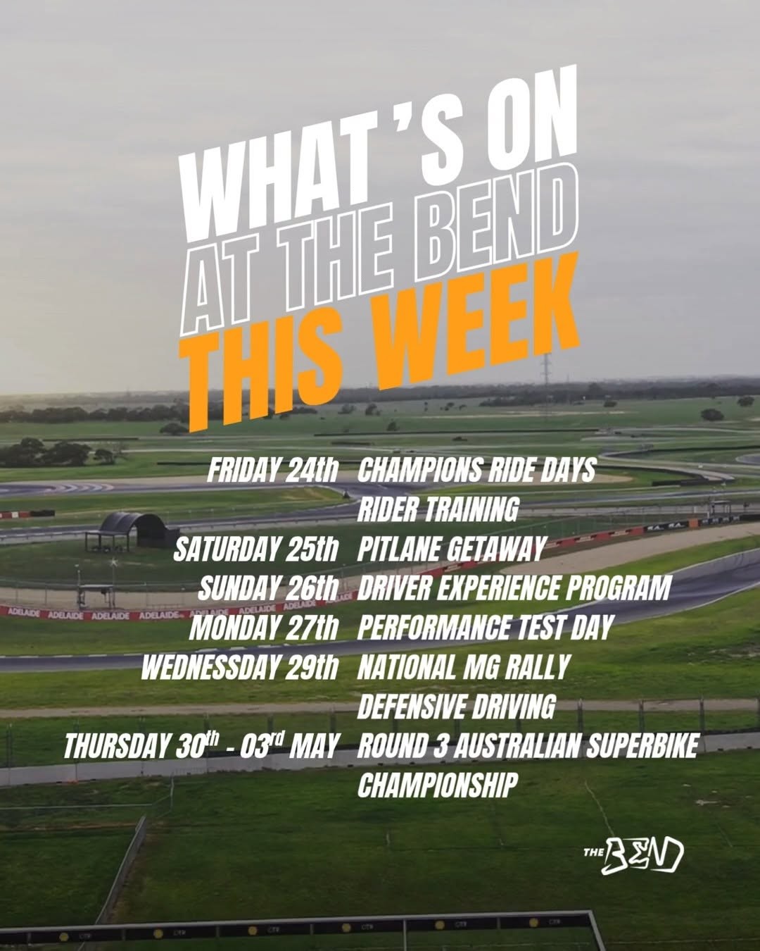 Round 3 Australian Superbike Championship — spectator event in Adelaide, SA on Thursday 30 April 2026