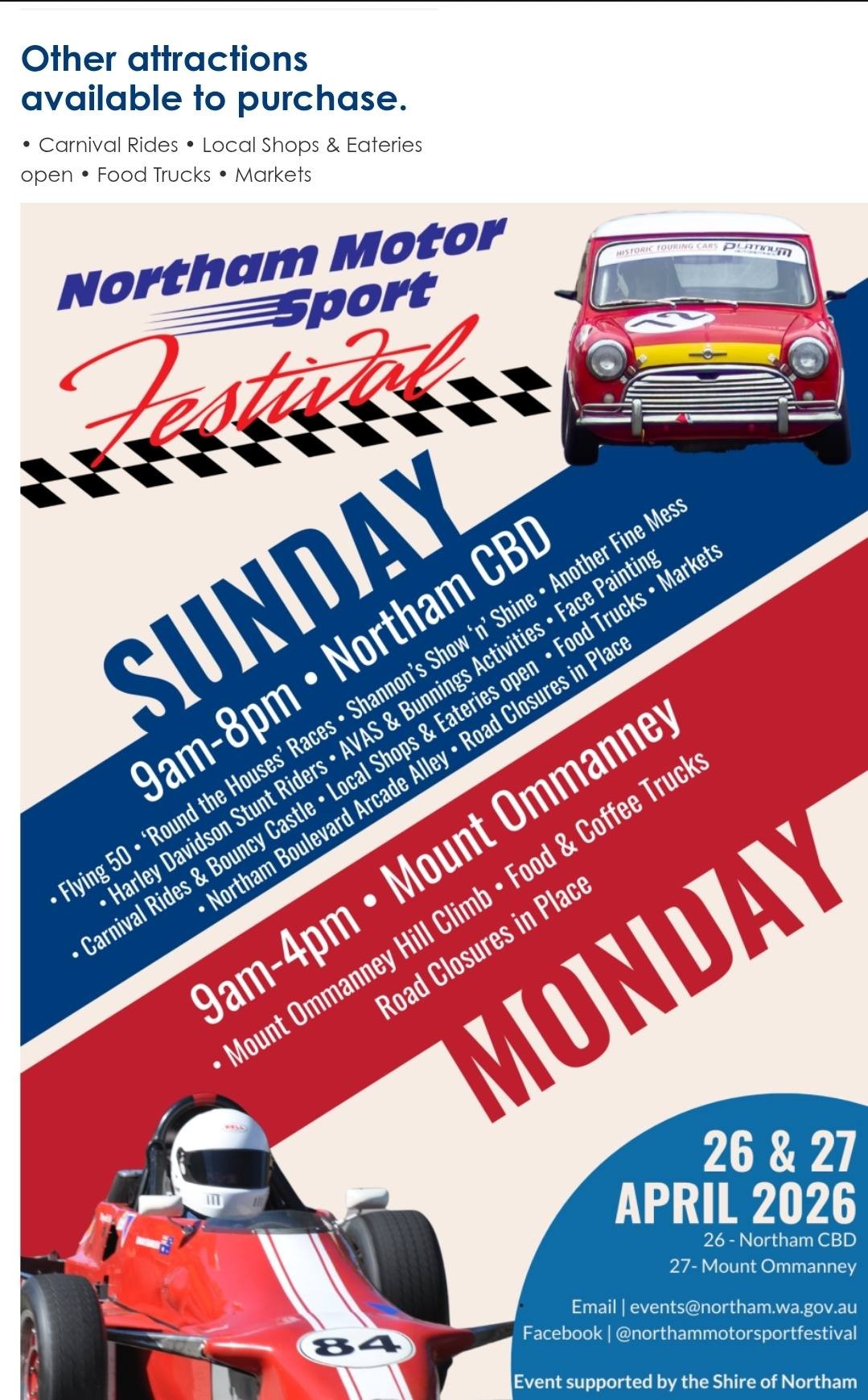 Northam Motor Sport Festival — Classic/Muscle spectator event in Perth, WA on Sunday 26 April 2026