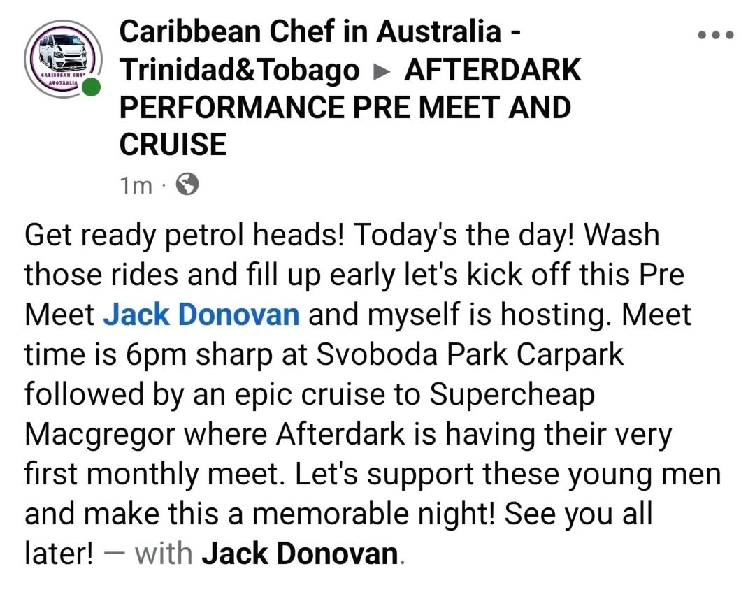 Afterdark Performance Pre Meet and Cruise — JDM car meet in Brisbane, QLD on Thursday 23 April 2026