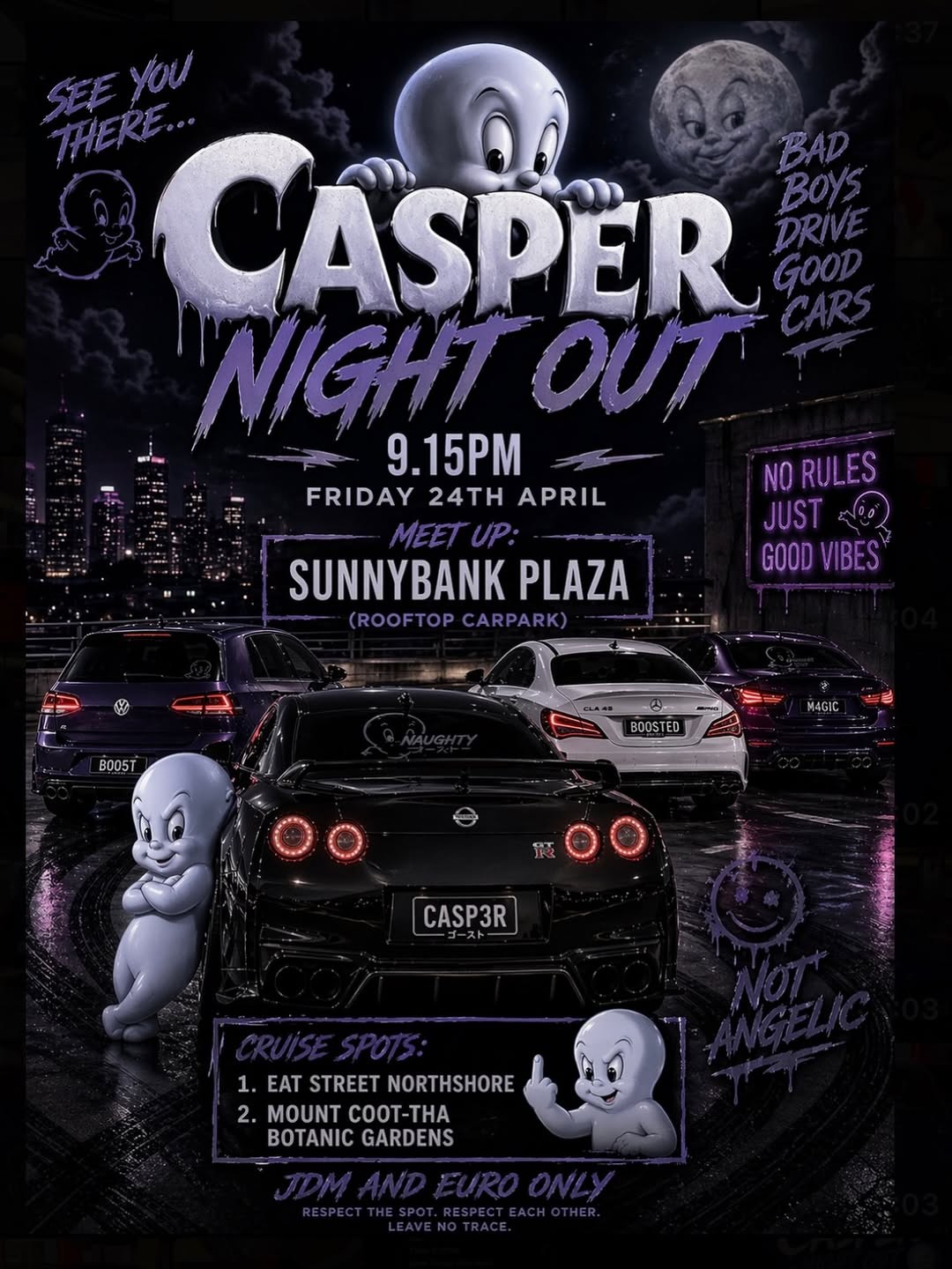 Casper Night Out — JDM/Euro car meet in Brisbane, QLD on Friday 24 April 2026