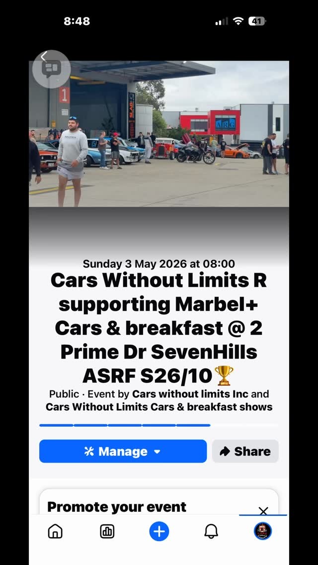 Cars Without Limits R supporting Marbel+ Cars & breakfast — Classic/Muscle car meet in Sydney, NSW on Sunday 3 May 2026